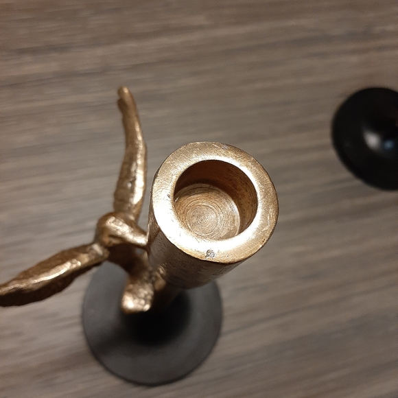 Set of 3 gold & black bird candleholders - Picture 3 of 3